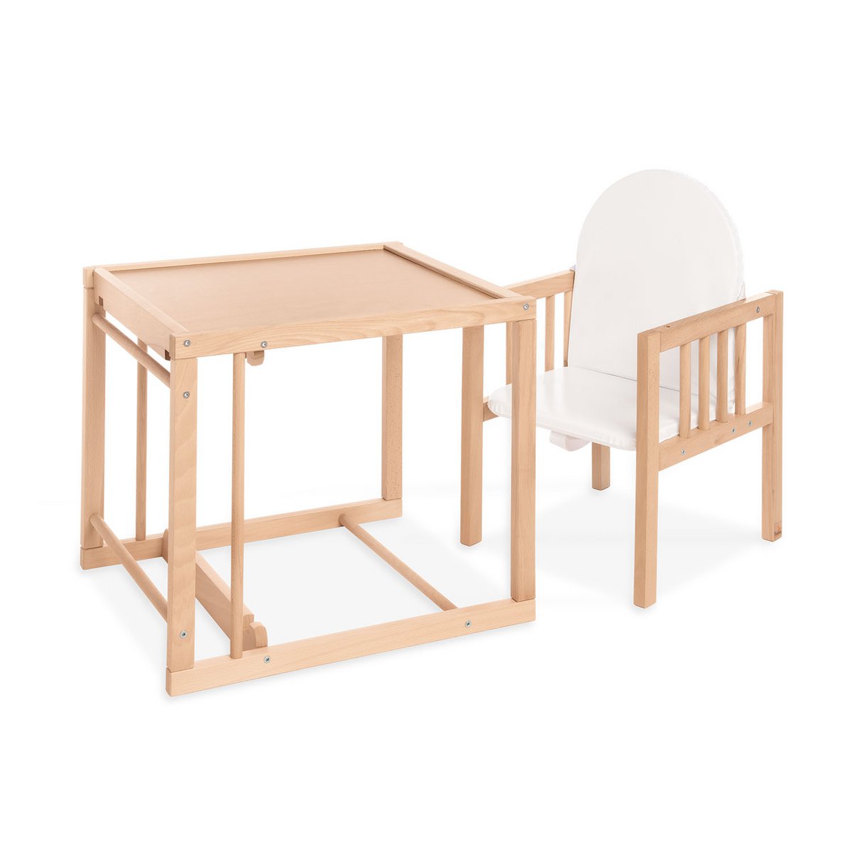 Combinatie van high stoel "Lene", helder gelakt