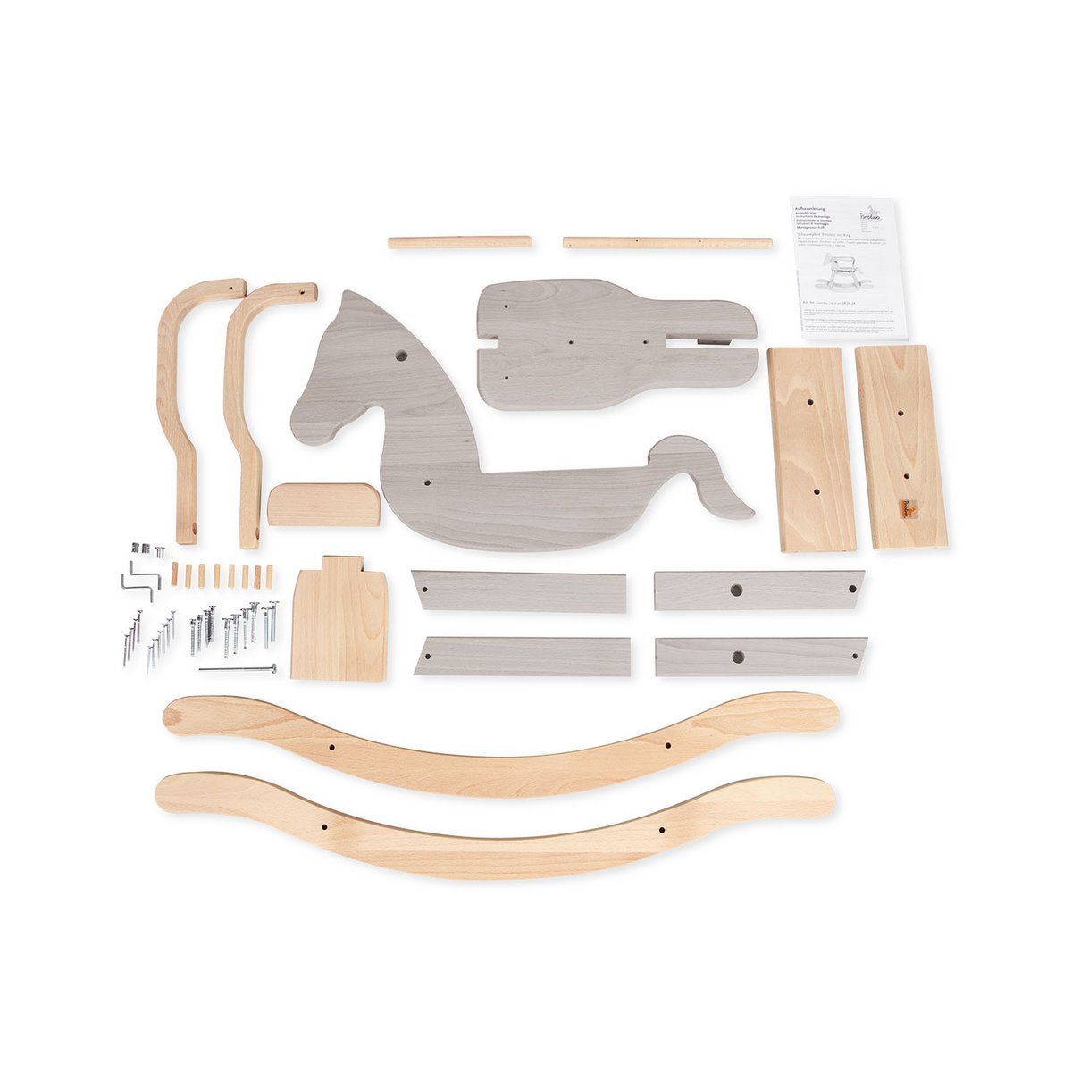 Rockled paard "Pinolino" met ring, grijs/natuurlijk