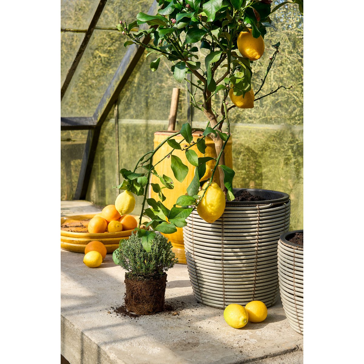 Durban Bloempot Buiten - Set van 3 - H36 x Ø40 cm - Gerecycled Plastic - Grijs