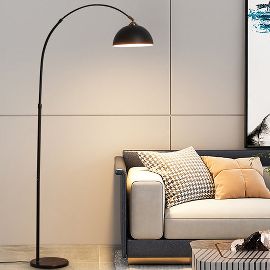 Zwarte Booglamp met Bolvormige Kap