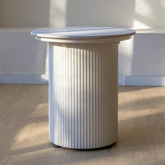 Ronde bijzettafel met Ribbelstructuur - Wit