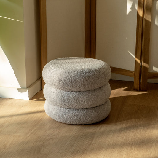 Stoffen Ribbel Poef - Grijs