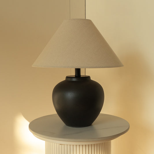 Zwarte bolle tafellamp - Steen