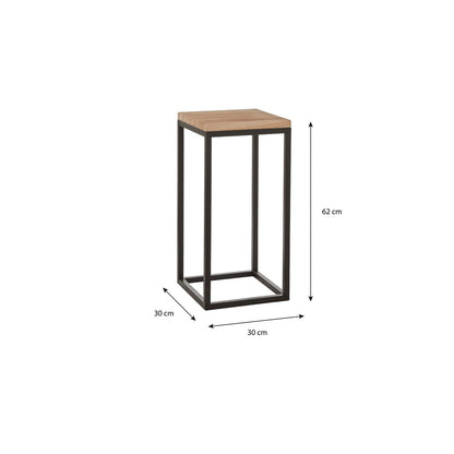 Oskar Plantentafel - L30 x B30 x H62 cm - Hout, Metaal - Zwart