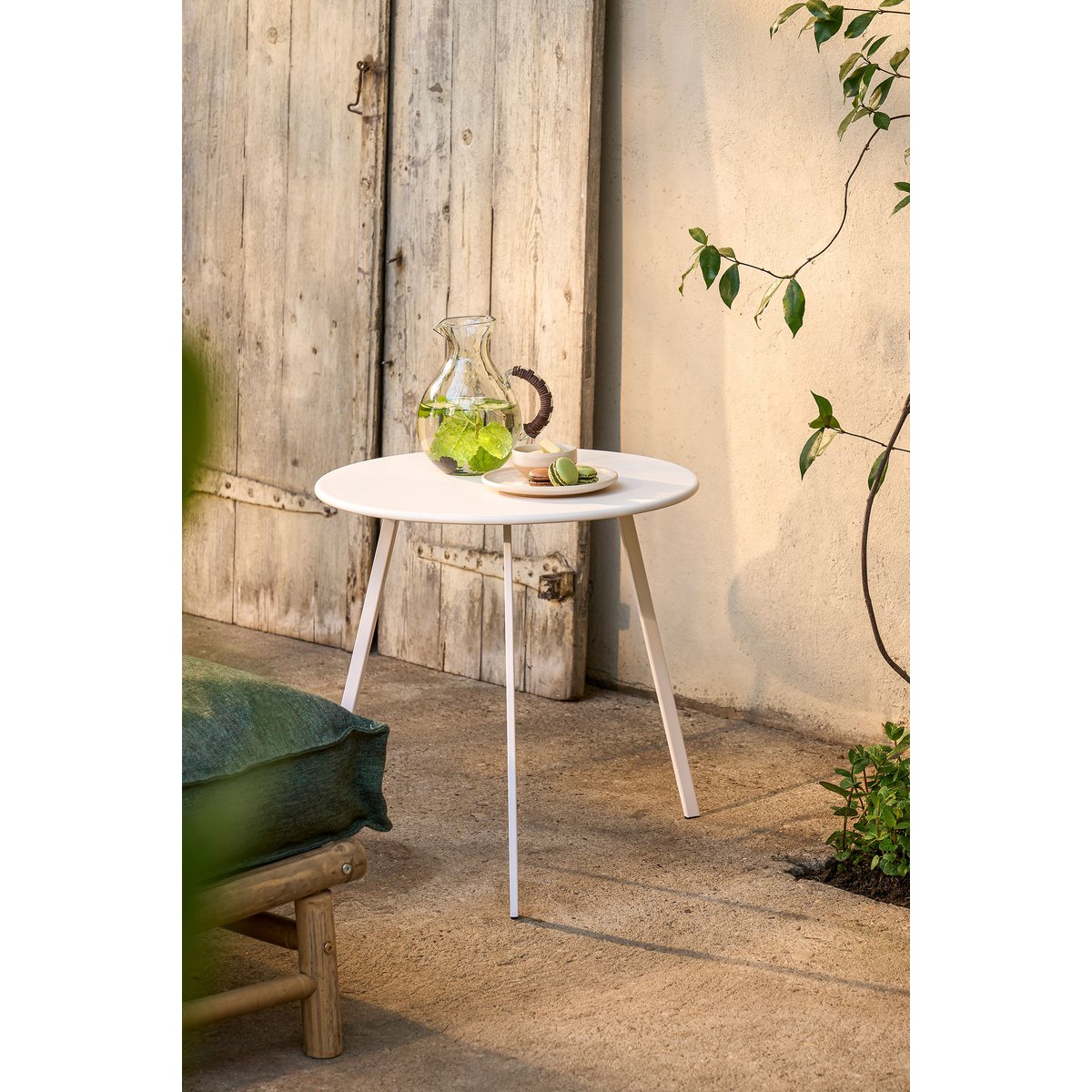 Seatle Bijzettafel Buiten - H50 x Ø50 cm - Metaal - Wit