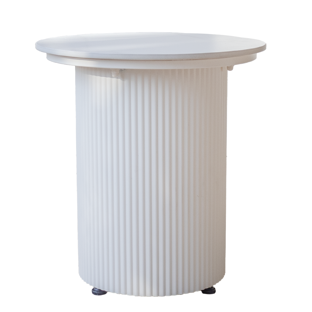 Ronde bijzettafel met Ribbelstructuur - Wit