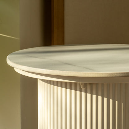 Ronde bijzettafel met Ribbelstructuur - Wit