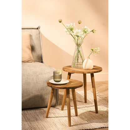 Bold Bijzettafel - H36 x Ø33 cm - Gerecycled Hout - Bruin