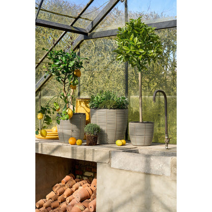 Durban Bloempot Buiten - Set van 3 - H36 x Ø40 cm - Gerecycled Plastic - Grijs